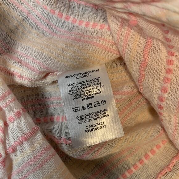 Lou & Grey Shirt XS Embroidered Stripes Faux Wrap Surplice Tassels Boho - Picture 6 of 9